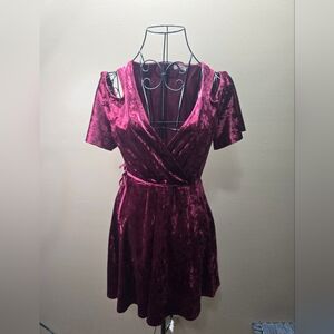 NWOT BEFORE YOU Elegant Velvet Wrap Dress in Burgundy